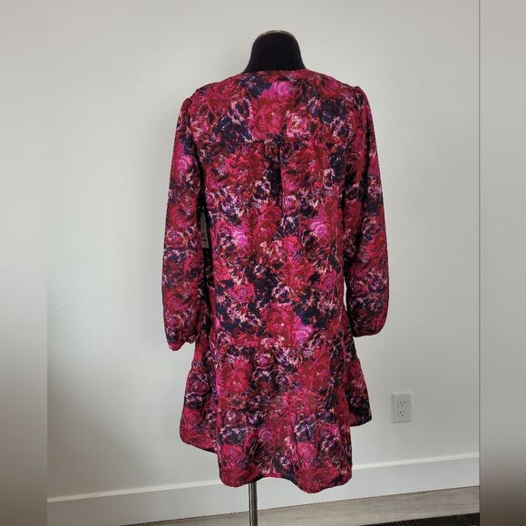 NEW Time & Tru Tiered Mini Dress Red Floral Paisley Boho Cottage Fairy Peasant - Picture 5 of 10